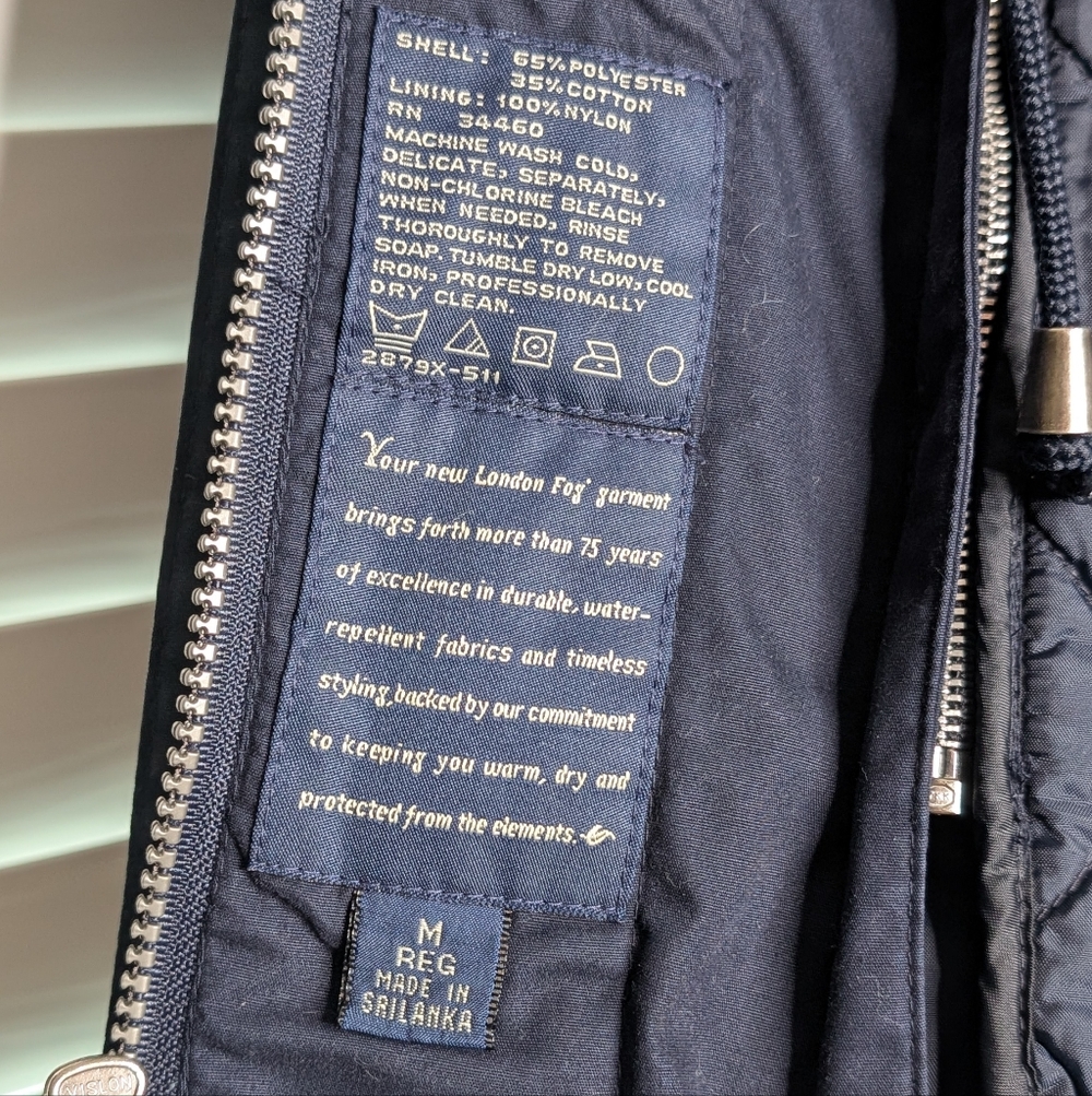 *MINT USED* Men's London Fog - Navy Utility Rain Jacket - Men's Medium Long - Picture 6 of 8